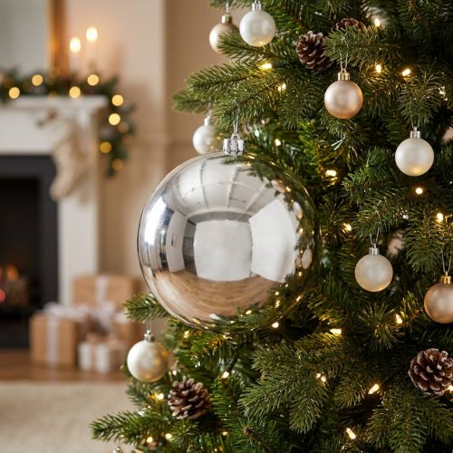 Boule de Noël en plastique petite Ø14cm argentée | Floristik24.be