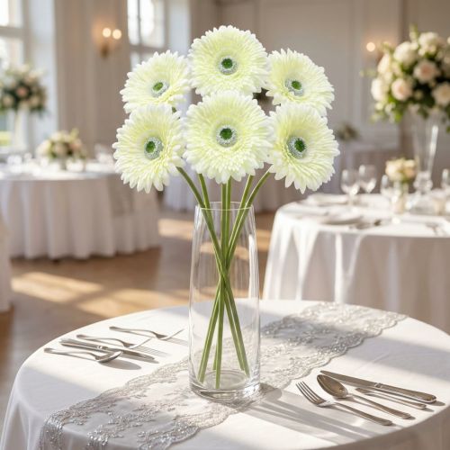 Gerbera artificiel blanc 62cm 6 pcs | Floristik24.be