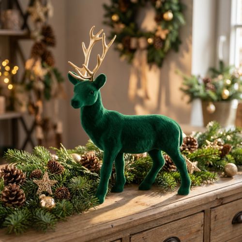 Cerf debout déco figure or vert décoration de table avènement 27cm | Floristik24.be