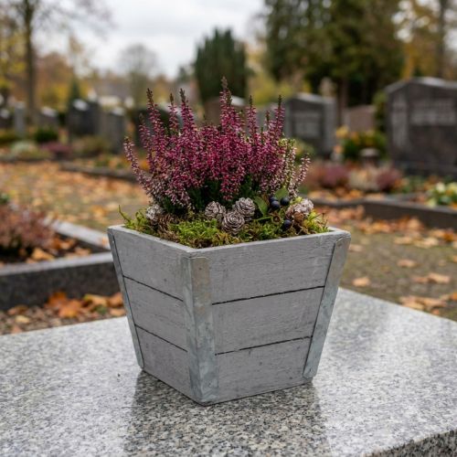 Jardinière en bois jardinière shabby chic gris 12.5×14.5×14.5cm | Floristik24.be