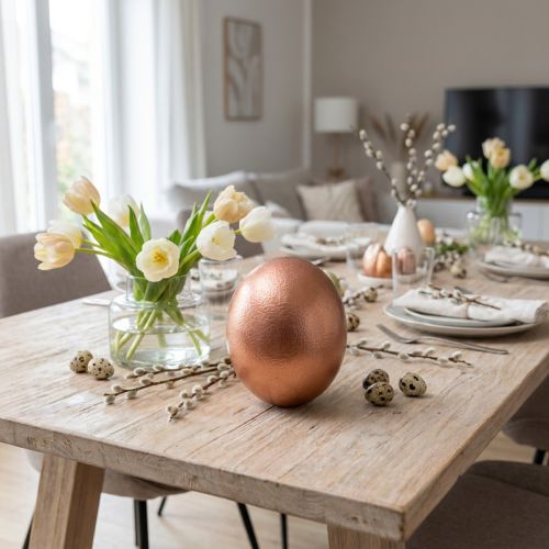 Décoration oeuf d'autruche soufflé déco Pâques cuivre Ø12cm H14cm | Floristik24.be