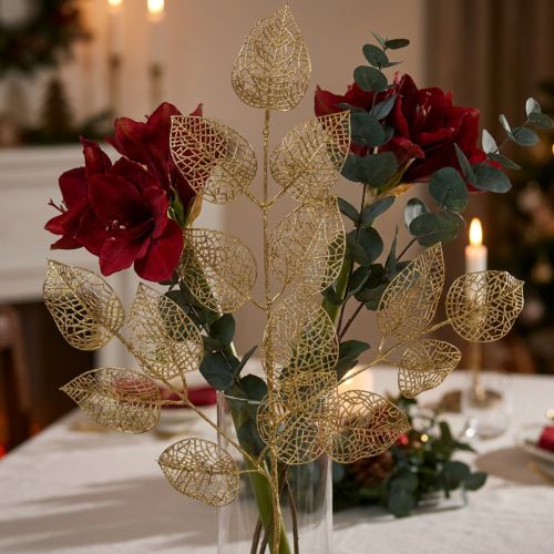 Feuilles de squelette feuilles de saule artificielles branche dorée déco 63cm | Floristik24.be