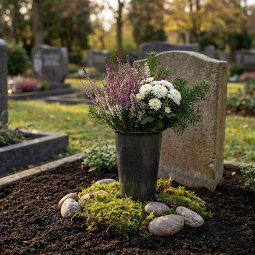 Vase funéraire anthracite 33cm | Floristik24.be