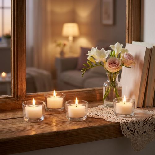 Article Bougies chauffe-plat parfumées Fresh Flower bougies chauffe-plat parfumées blanc Ø25cm 7h 18 pcs