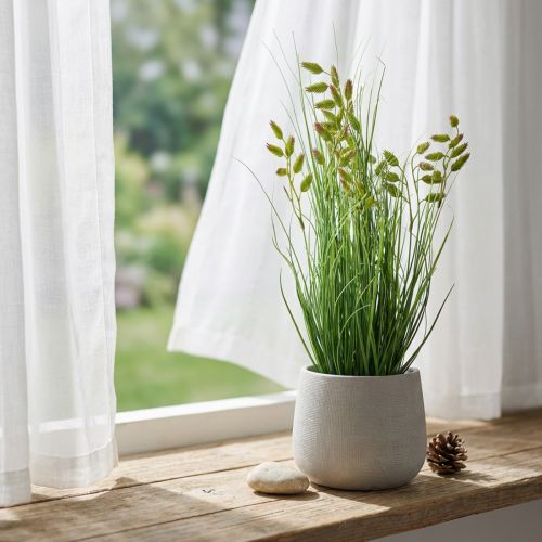 Plante en pot artificielle de gazon artificiel d'herbe tremblante 36 cm | Floristik24.be