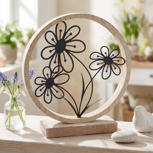 Anneau à fleurs en métal noir Décoration de table H19cm | Floristik24.be