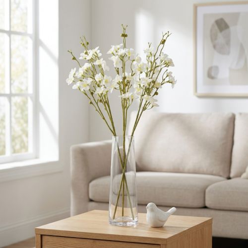 Branches de fleurs de cerisier Fleurs de cerisier artificielles blanches 75cm 3pcs | Floristik24.be