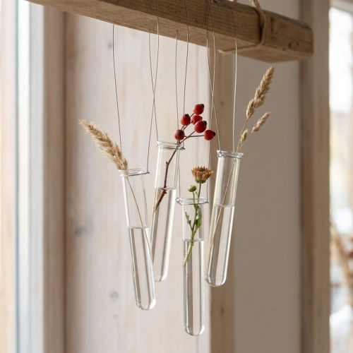 Verre décoratif tube à essai à suspendre mini vase Ø2,4cm H22,5cm | Floristik24.be