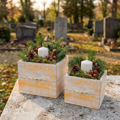 Tiroir à plantes avec poignée bois blanc orange 12/15cm lot de 2 | Floristik24.be