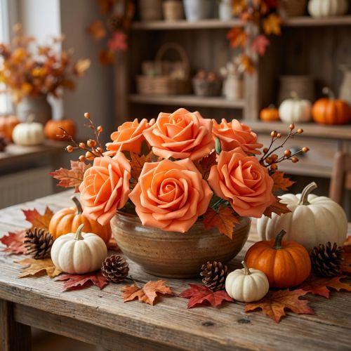 Rose en mousse Ø 6cm orange 27p | Floristik24.be
