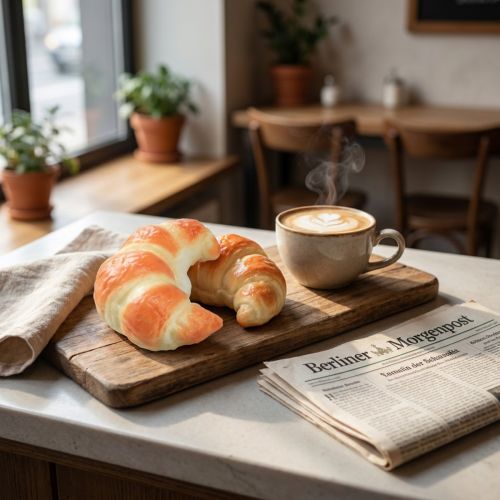 Croissants décoratifs d'un réalisme trompeur, pâtisseries artificielles de 10 cm, lot de 2 décorations alimentaires pour vitrines et showrooms | Floristik24.be