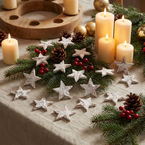 Mini étoiles de bouleau 2 cm - 2,5 cm blanchies à la chaux, 150 pièces | Floristik24.be