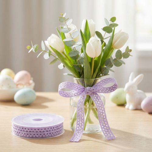 Ruban de dentelle ruban décoratif violet ruban de bijoux de fleur W9mm L20m | Floristik24.be