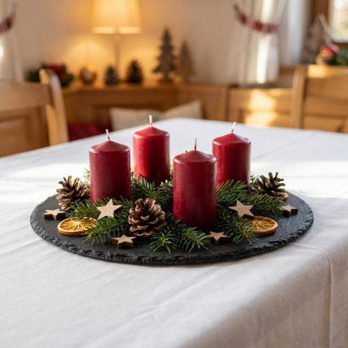 Assiette en ardoise naturelle plateau rond en pierre noire Ø25cm 2 pcs | Floristik24.be