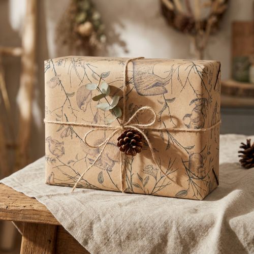 Papier cadeau animaux forêt en