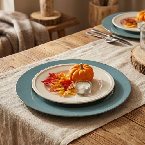 Assiette décorative en plastique marron pétrole Ø33cm | Floristik24.be