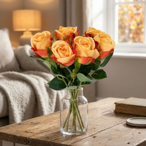 Composition de roses artificielles, un élément intemporel qui sublimera tout intérieur avec élégance, 44 cm, 6 pièces | Floristik24.be