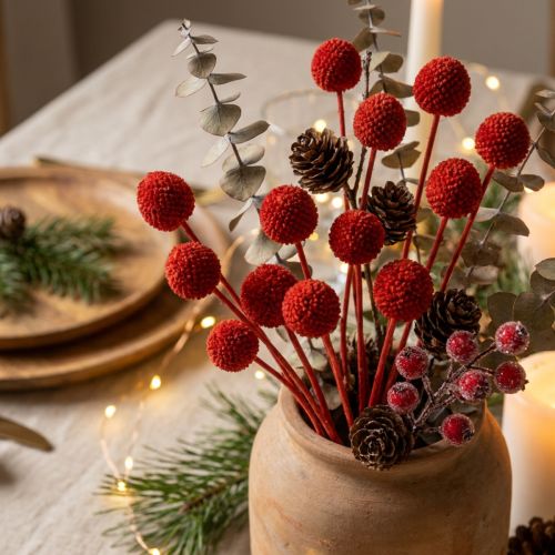 Article Fleurs de Craspedia séchées et teintées, à longues tiges, 55 cm, 20 pièces