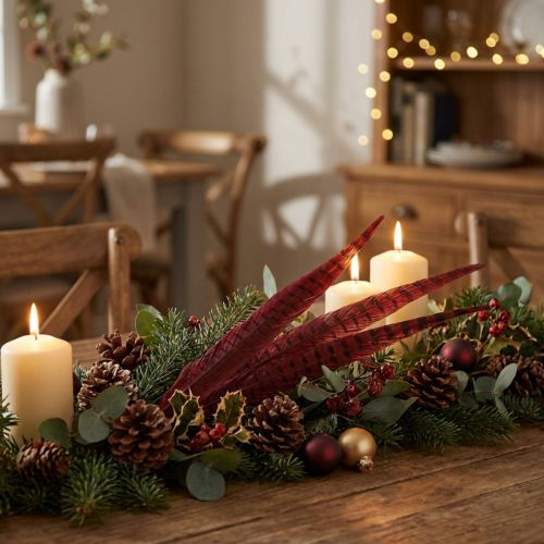 Plumes de Faisan Rouge Vraies Plumes Décoration Vin Rouge 35-45cm 9 pcs | Floristik24.be