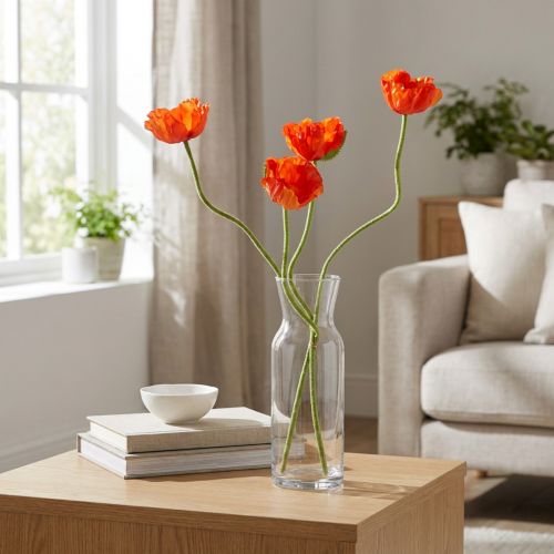 Coquelicots fleurs artificielles artificielles orange 58cm–74cm 3pcs | Floristik24.be