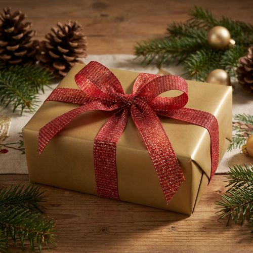 Ruban de Noël avec fils dorés,