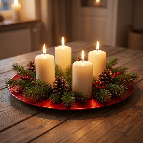 Assiette décorative en métal rouge effet vernis Ø23cm | Floristik24.be