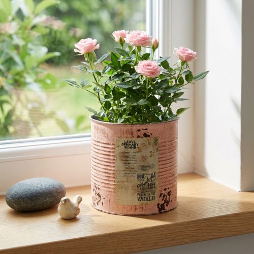 Article Pot de fleurs décoratif en métal saumon Ø15,5 cm H15 cm
