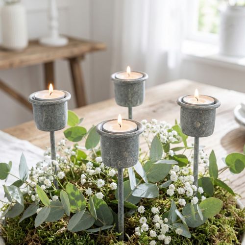 Bougeoirs enfichables Shabby Chic gris Ø3cm H8,5cm 8pcs | Floristik24.be
