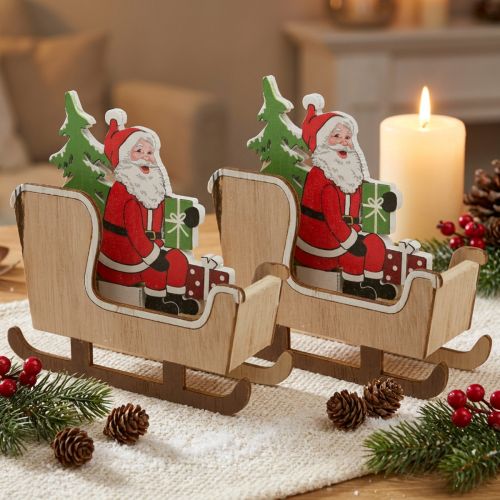 Traîneau déco avec le traîneau de Noël du Père Noël 10cm 2pcs | Floristik24.be