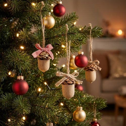 Décoration de Noël Eichels en Bois avec Suspensions 5 cm – Lot de 12 | Floristik24.be