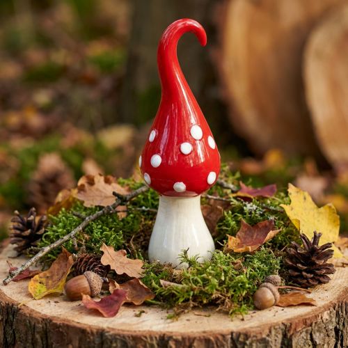Déco Amanite Mouche Céramique Déco Champignon Rouge Blanc Ø6.5cm H21cm | Floristik24.be