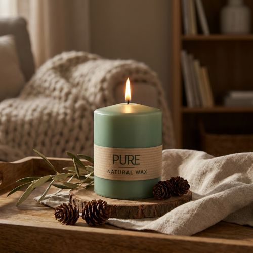 Bougie pilier PURE bougies Wenzel vert émeraude 90/70mm | Floristik24.be