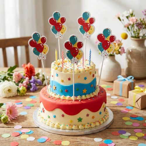 Bouchon de fleur bouquet ballons décoratifs pour gâteau coloré 26 cm 15 pcs | Floristik24.be