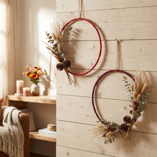 Anneau décoratif jute décoration boucle rouge rouge foncé Ø30cm 4pcs | Floristik24.be