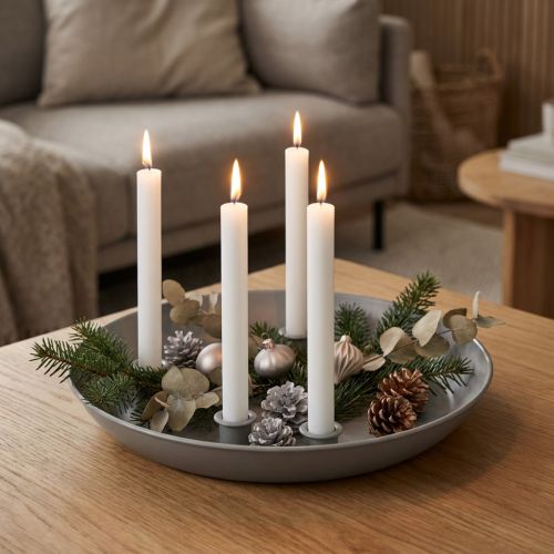 Bougeoir conique pour 4 bougies, coupe à bougie, métal gris, Ø30cm | Floristik24.be