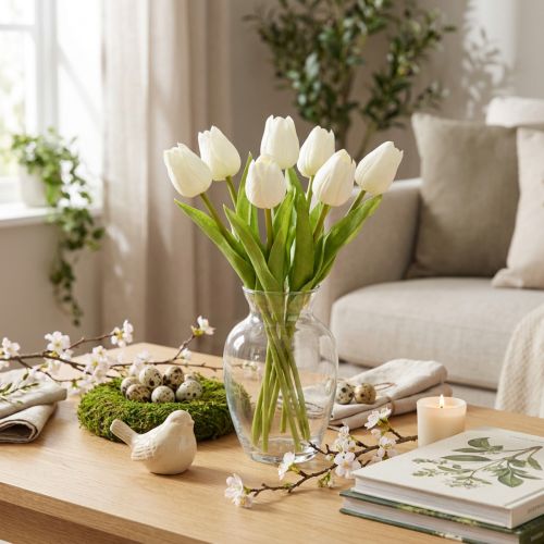 Tulipe artificielle, décoration réaliste, fleur artificielle durable pour la maison, 21 cm, lot de 6 | Floristik24.be