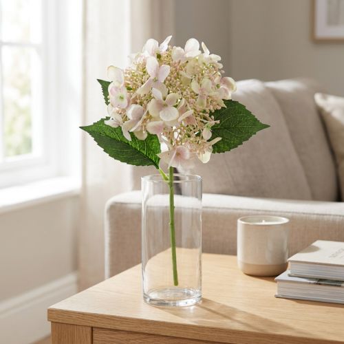 Hortensia fleur de jardin artificielle crème avec bourgeons 52cm | Floristik24.be