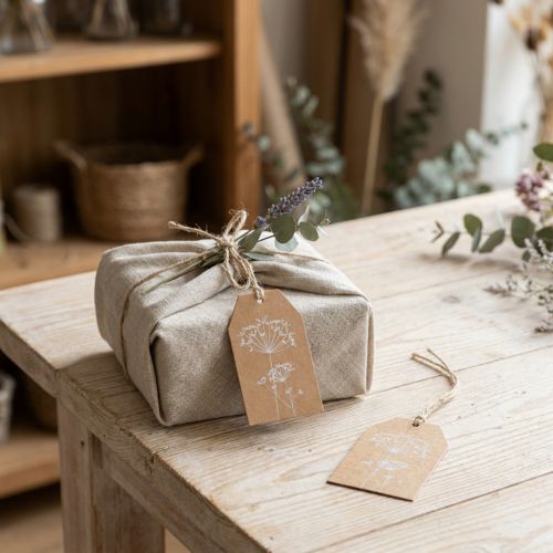 Étiquettes cadeaux en papier fleurs marron 8×5cm 24 pcs | Floristik24.be