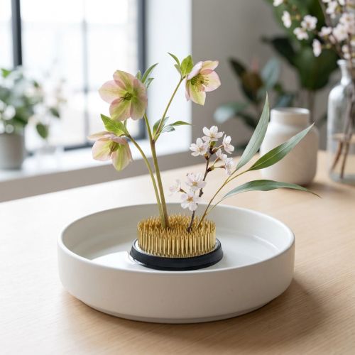 Pique-fleurs Kenzan rond pour ikebana Métal argenté Laiton Ø5cm | Floristik24.be