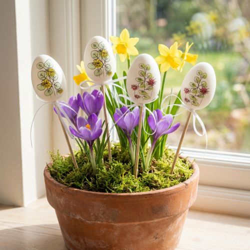 Oeufs de Pâques décoration de Pâques en plastique bouchons végétaux H6cm 12 pièces | Floristik24.be