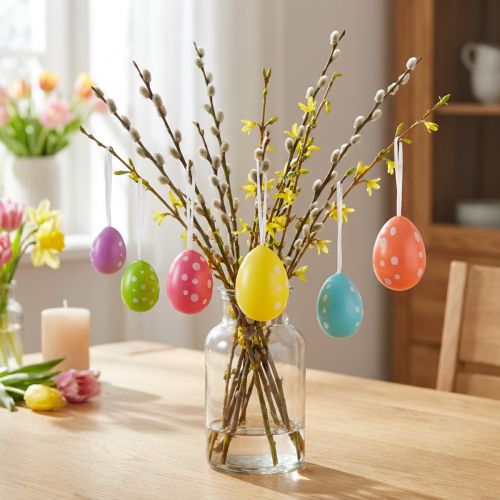 Œufs de Pâques à suspendre, couleurs assorties, 6 cm, lot de 12 | Floristik24.be