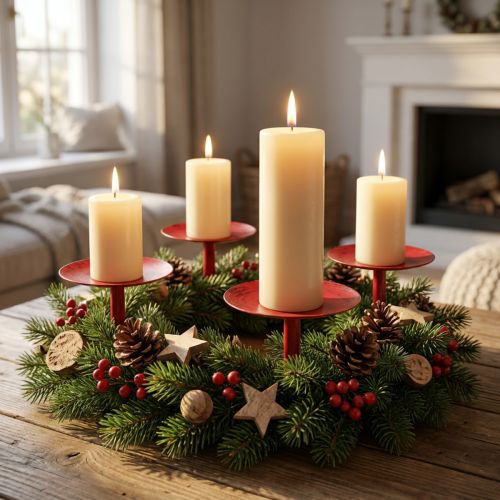 Bougeoir enfichable rouge Ø9cm 4 pcs | Floristik24.be