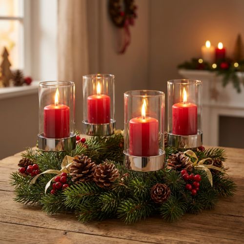 Bougeoir à brancher métal/verre Ø5cm H14cm 4pcs | Floristik24.be