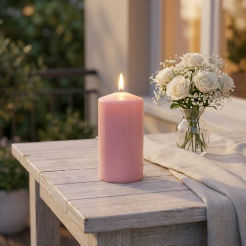 Bougie pilier PURE 130/70 bougie décorative rose cire naturelle durable | Floristik24.be