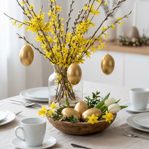 Article Œufs d'oie dorés soufflés Décoration de Pâques 10 pièces
