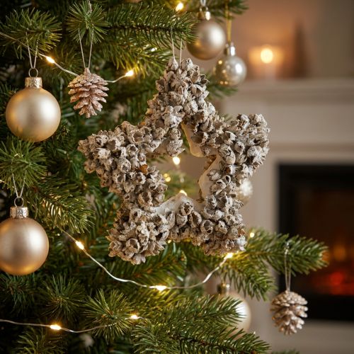 Etoile à suspendre décoration de Noël blanche, pailletée Ø15cm | Floristik24.be