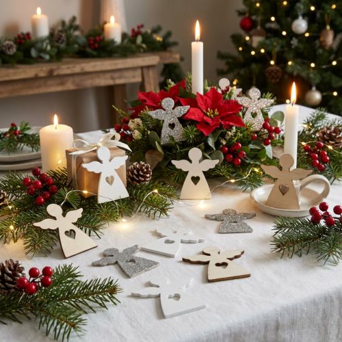 Décoration à disperser anges anges de Noël en bois 4cm assortis 72 pcs | Floristik24.be