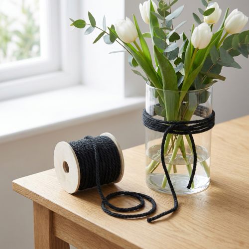 Article Cordon en jute noir, ruban décoratif, fibre de jute naturelle, corde décorative Ø8 mm 7 m