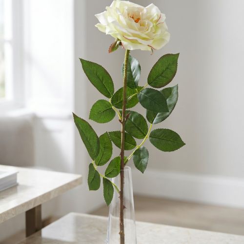 Rose artificielle, rose décorative, fleur de soie blanc crème, vert L72cm Ø12cm | Floristik24.be