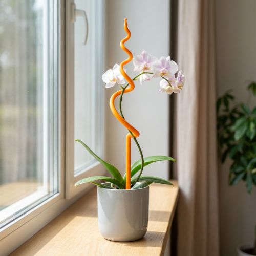 Tuteur pour orchidées, en plastique orange, support pour orchidées grimpantes, H 64 cm | Floristik24.be